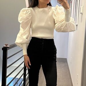 Zara White Puff Sleeve Blouse